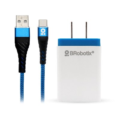 CARGADOR BROBOTIX USB C/CABLE TIPO C CARGA RÁPIDA 963332 - Blanco - Azul, Pared, 5 V, 1 Puerto USB V3.0 CARGADOR BROBOTIX USB C/CABLE TIPO C CARGA RÁPIDA 963332 - Blanco - Azul, Pared, 5 V, 1 Puerto USB V3.0